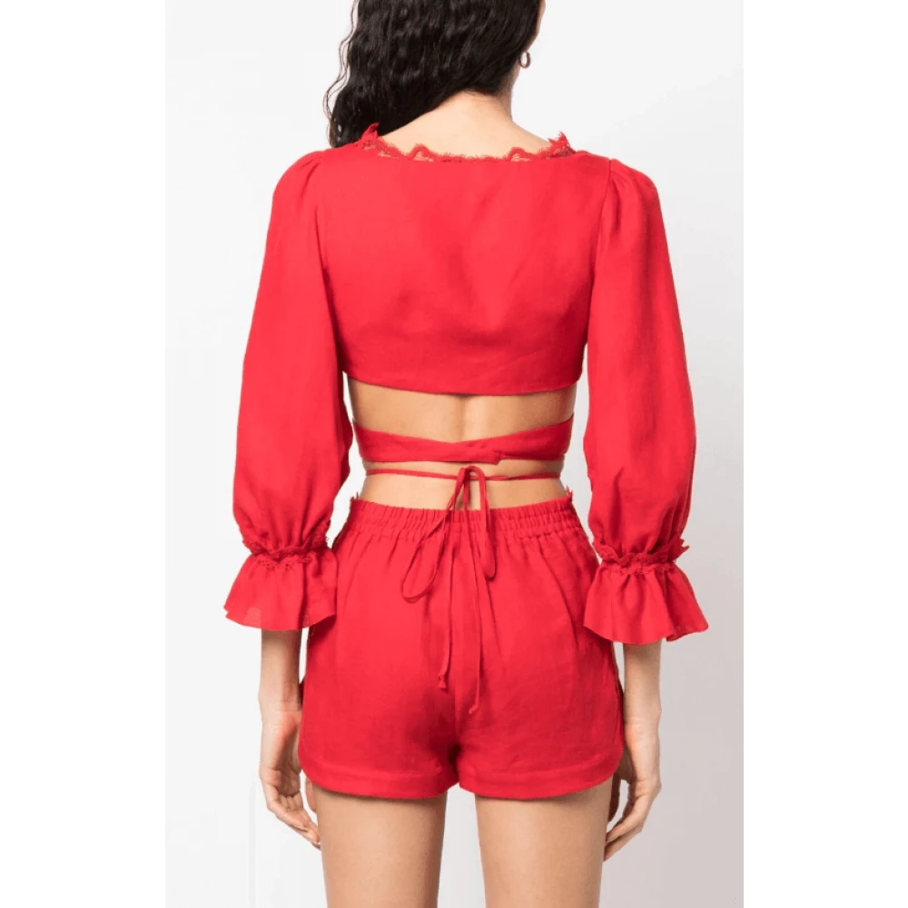 Ermanno Scervino Rode Kanten Wrap Top Red Dames