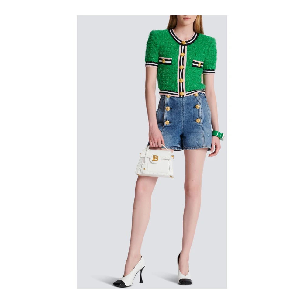 Balmain B-Buzz Dynasty tas in ruitgestanst kalfsleer White Dames