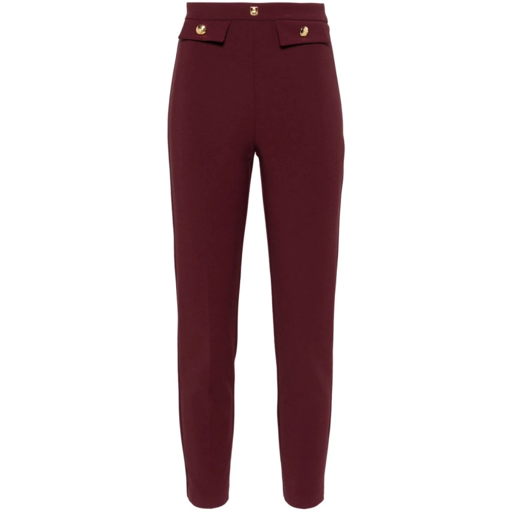 Elisabetta Franchi Rode Crepe Broek met Logodetail Red Dames