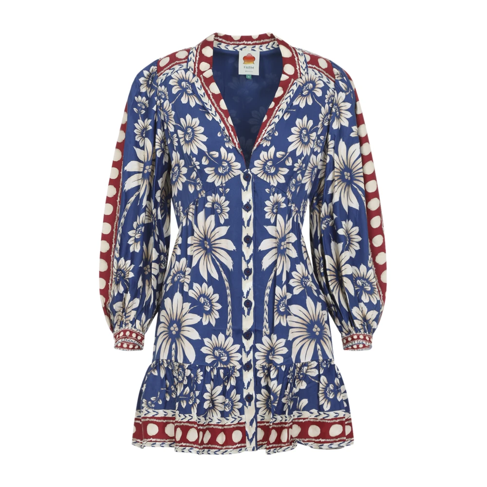 Farm Rio Women's Blue Luna Dress - Short Dresses - Xs - Dresses