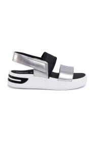 silver black casual open sandals