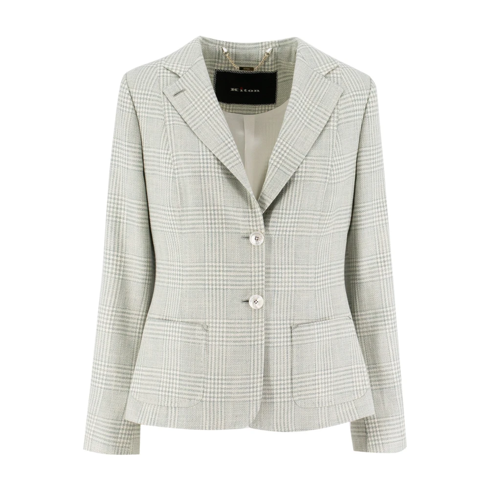 Kiton Zijden blend enkelborst jasje Blue Dames