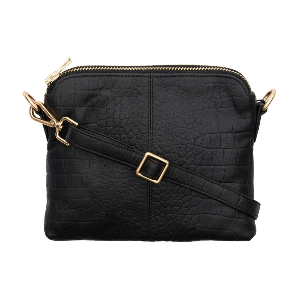 Btfcph Krokoprint Clutch Svart med Guld Accents Black, Dam