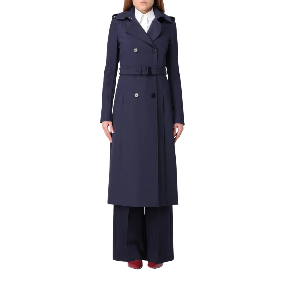 Patrizia Pepe Women's Blue Doublebreasted Trench Coat With Belt - Trench Coats - M - Coats