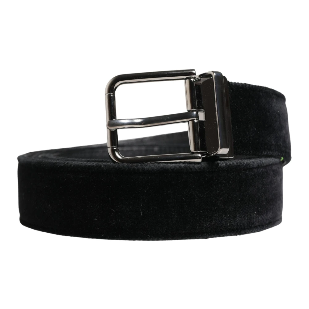 Dolce & Gabbana Men's Black Suede Metal Buckle Belt - Belts - One Size - Accessories