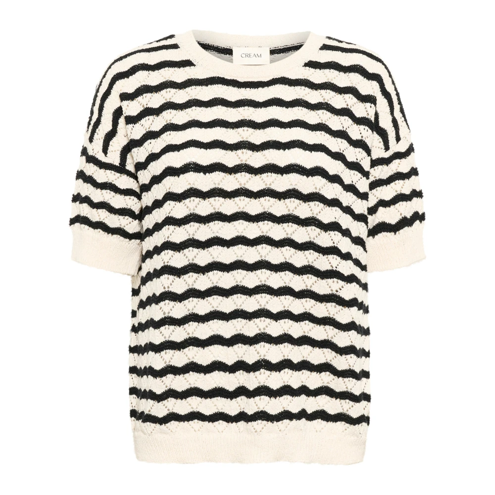 Cream Gestreepte Gebreide Blouse White Dames
