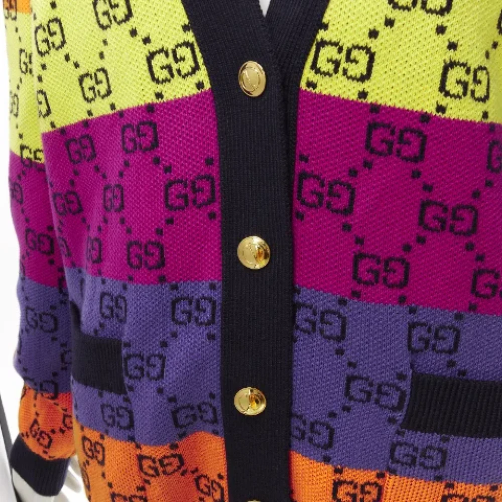 Gucci Vintage Tweedehands Multicolor Wol Cardigan Multicolor Dames