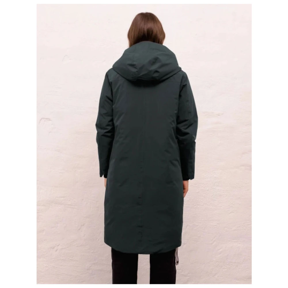 Scandinavian Edition Minimalistische Lange Parka met Capuchon Green Dames