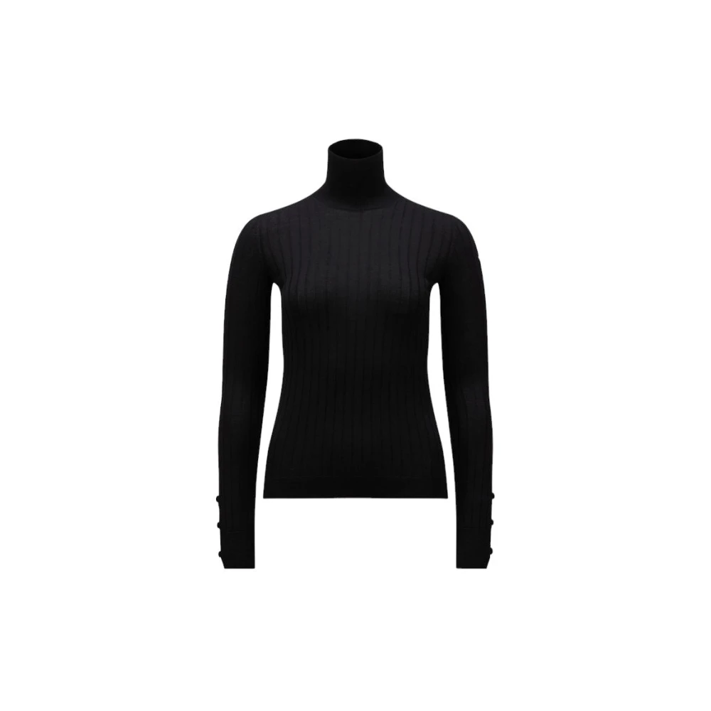 Moncler Luxe Wol Kasjmier Polo Hals Trui Black Dames