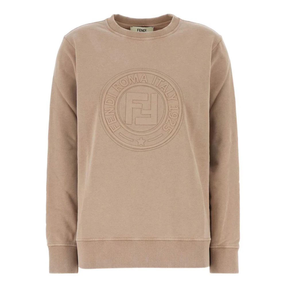 Fendi Women's Beige Sweatshirts, Xs, Knitted Sweatshirt With Logo Detail