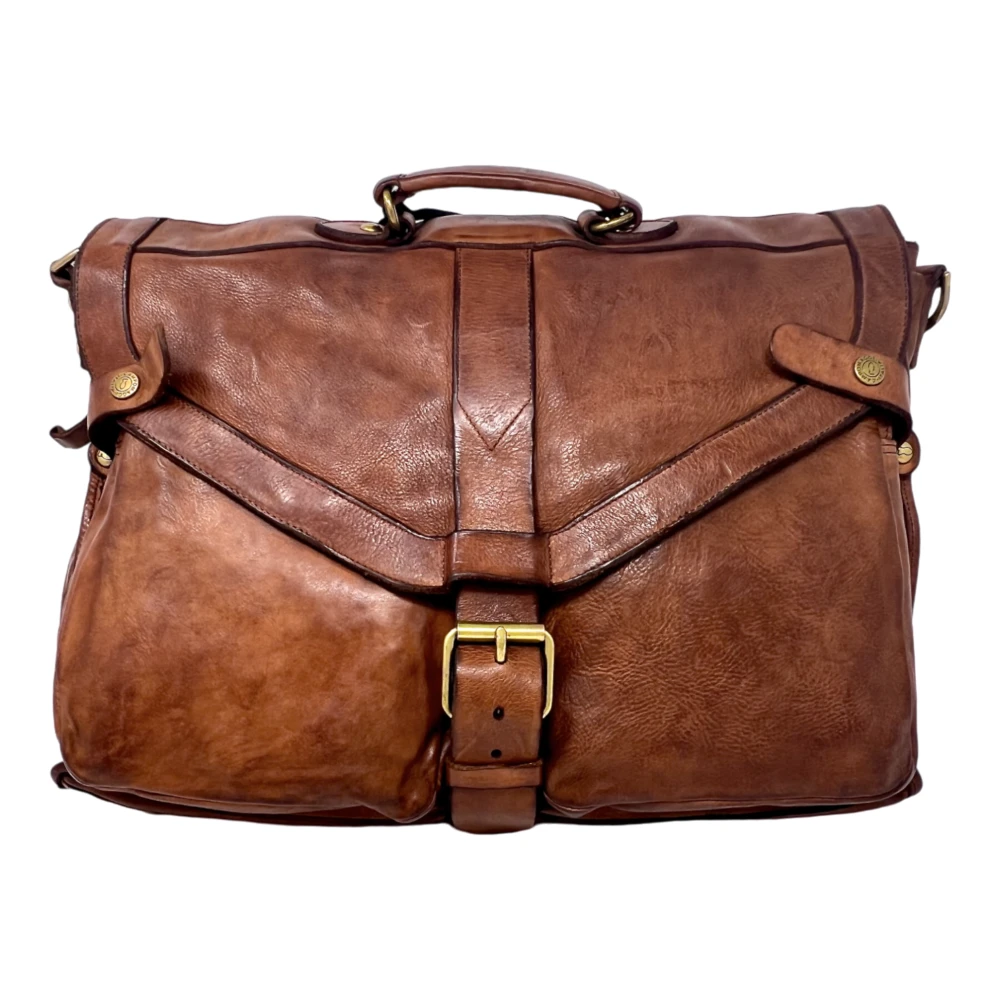 Campomaggi Läder Messenger Väska Cognac Färg Brown, Herr