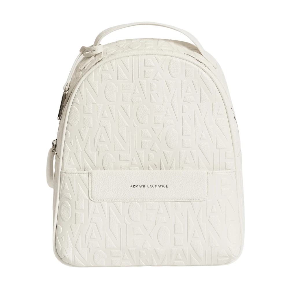 Armani Exchange Vit Liten Ryggsäck Med Monogram