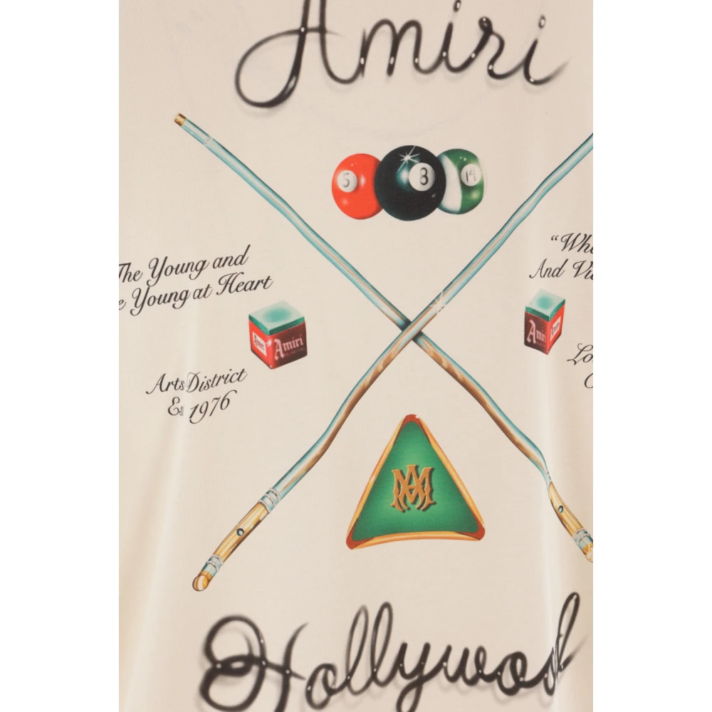 Amiri Grafisch Logo Beige Katoenen T-shirt White Heren