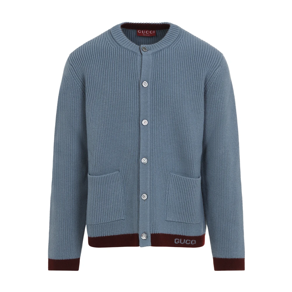 Gucci Fijn wollen vest met intarsia Blue Heren