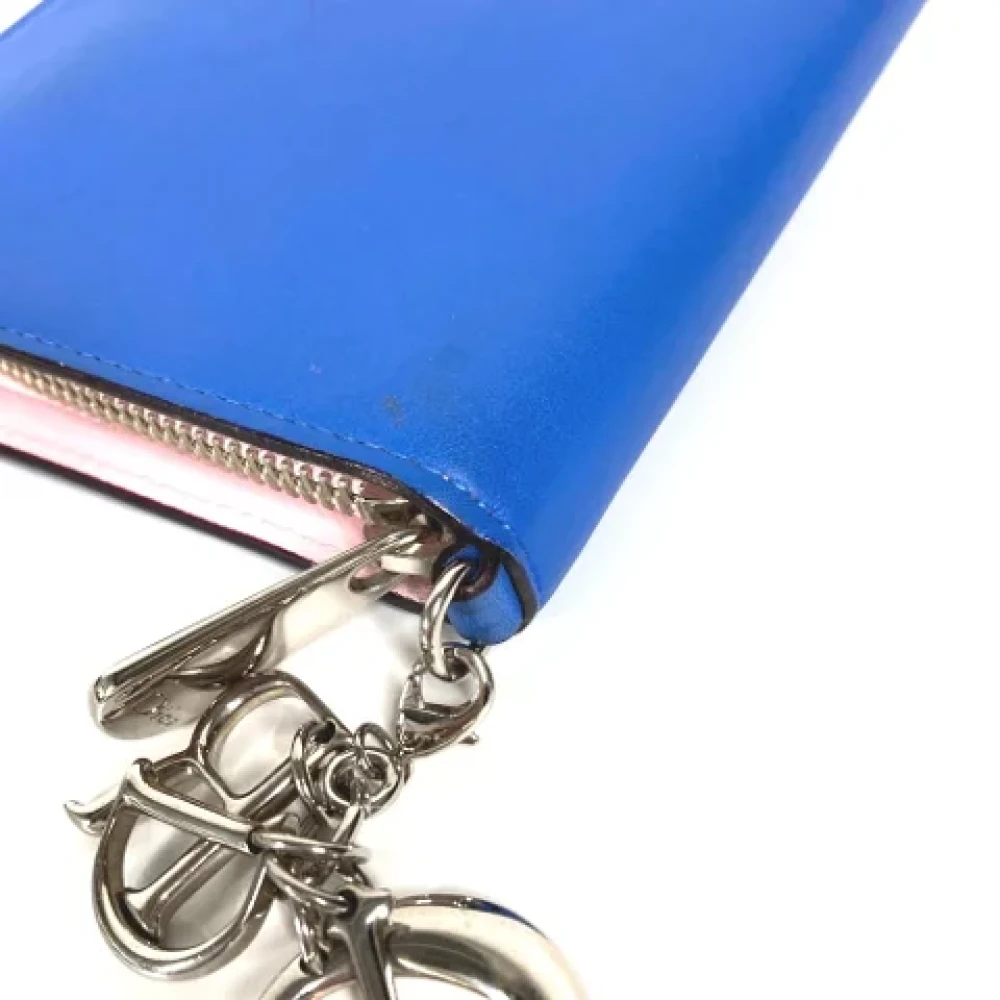 Dior Vintage Pre-owned Leather wallets Blue Dames