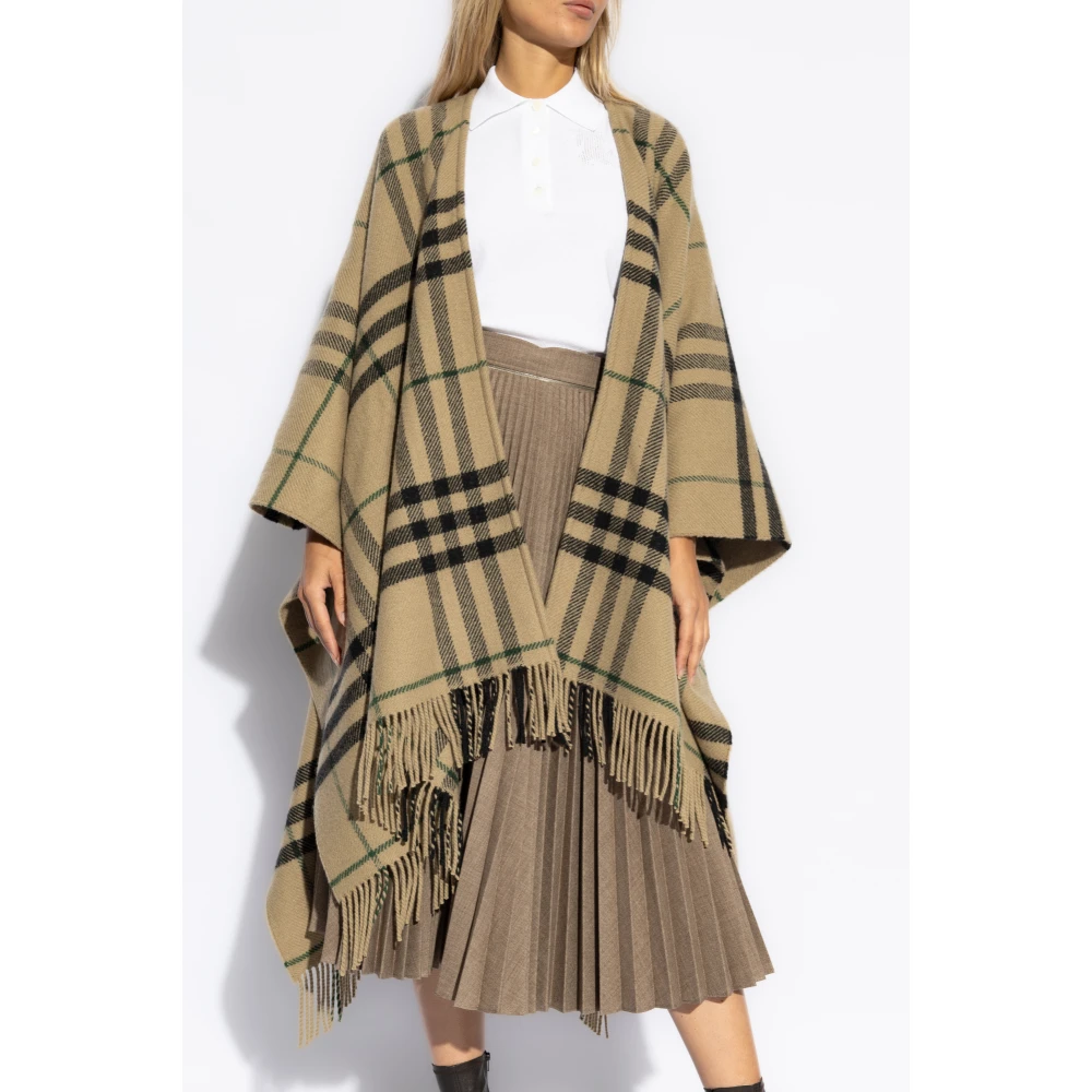Burberry Poncho met franjes Beige Dames