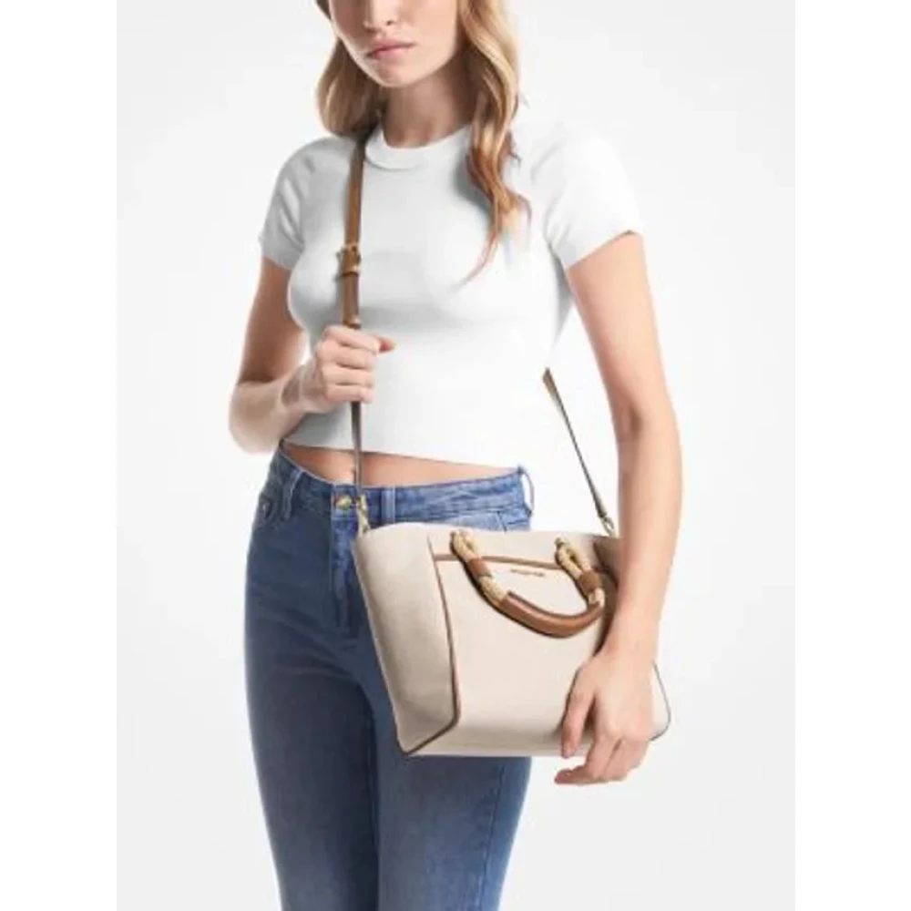Michael Kors Schoudertas van canvas en leer White Dames