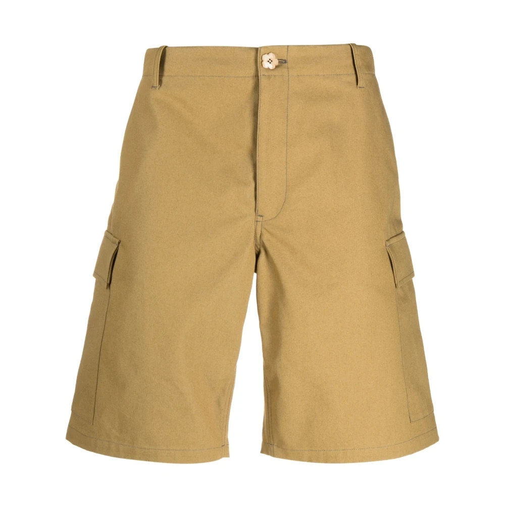 Kenzo Men's Brown Multi-Pocket Cotton Cargo Shorts