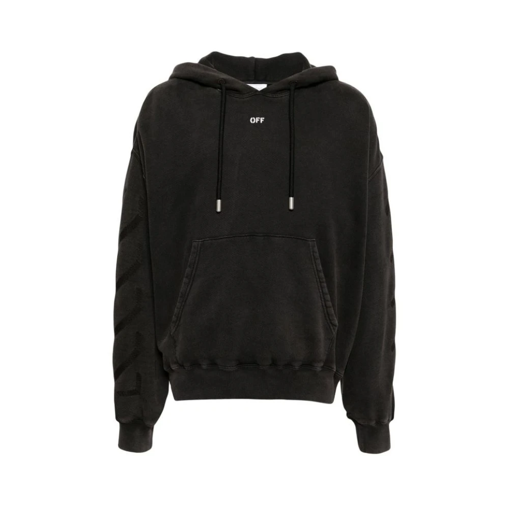 Off White Men's Black Hoodies, Xl, Cotton Sweatshirt