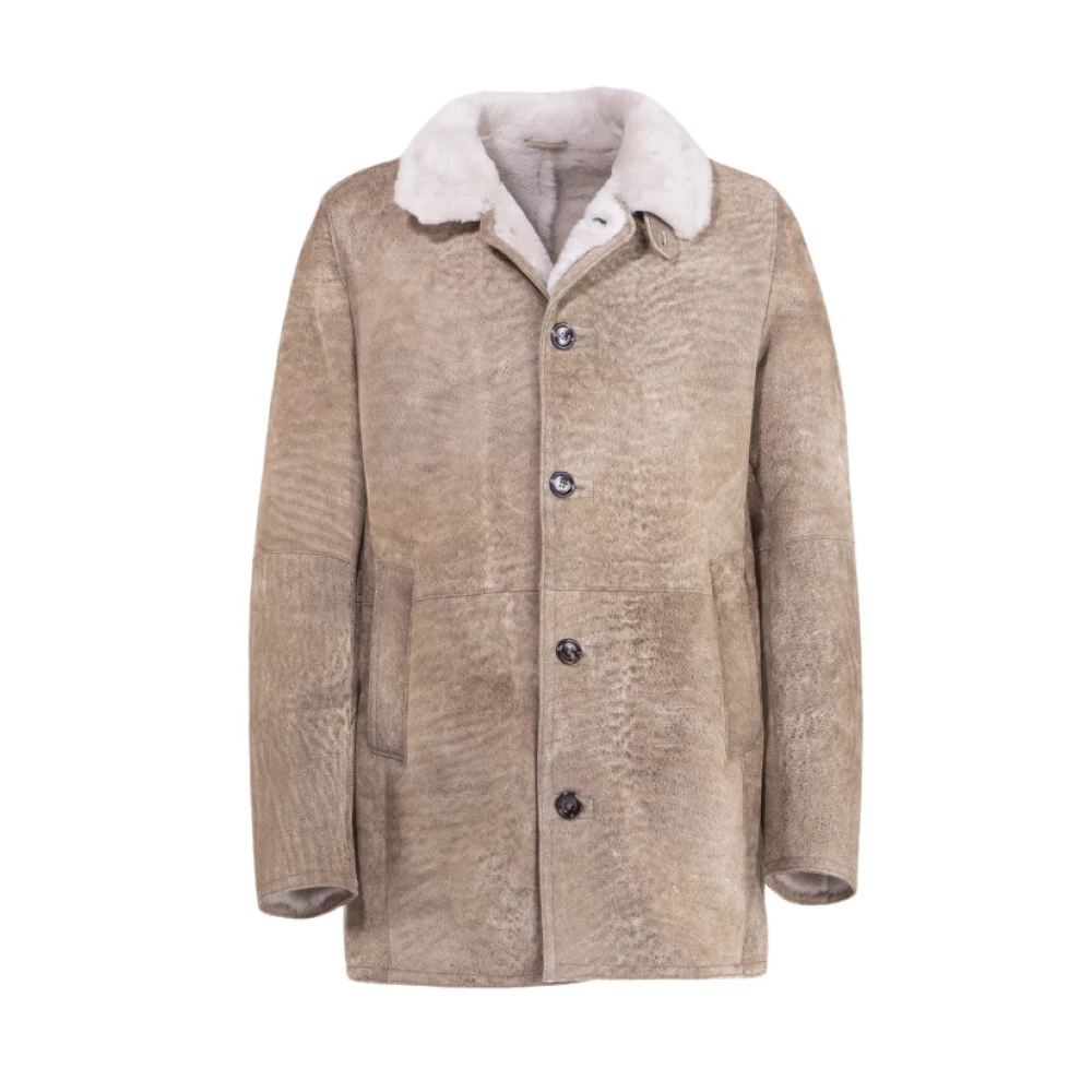 Gimo's Vintage Shearling Suede Jas Beige Heren