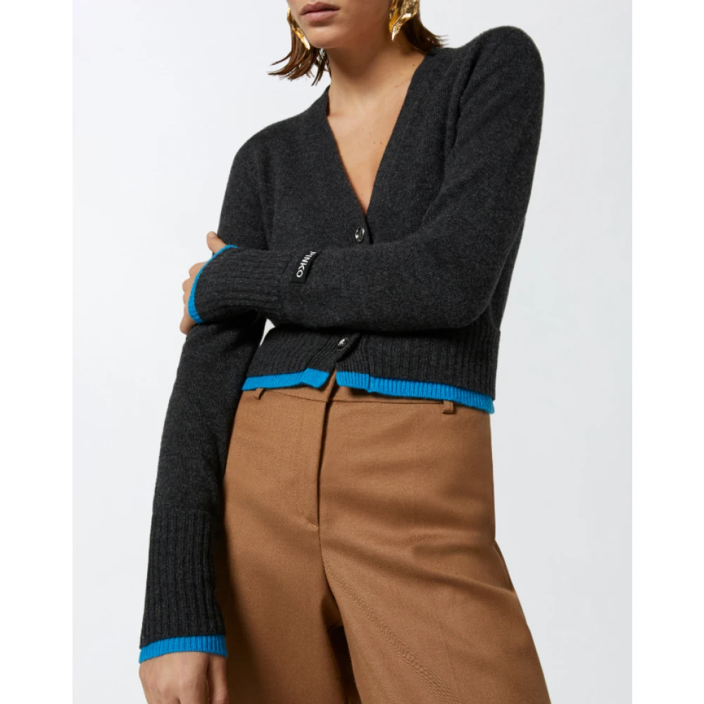 pinko Korte Cashmere Vest met V-Hals Gray Dames