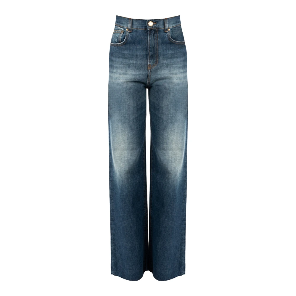 Pinko Klassiska höga slitna jeans Blue, Dam