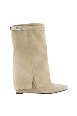 Studded Suede Wedge Boot