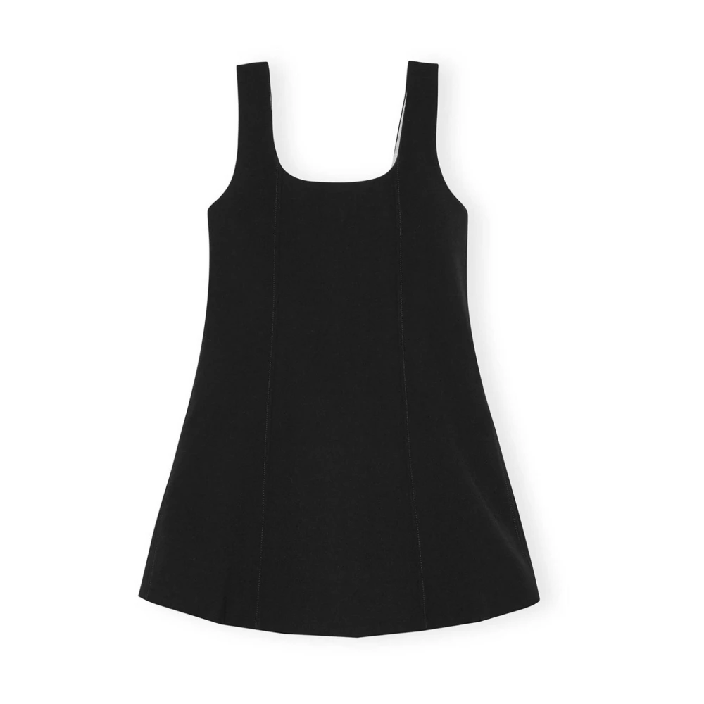Ganni Zwarte Mouwloze Jurk met Vierkante Hals Black Dames