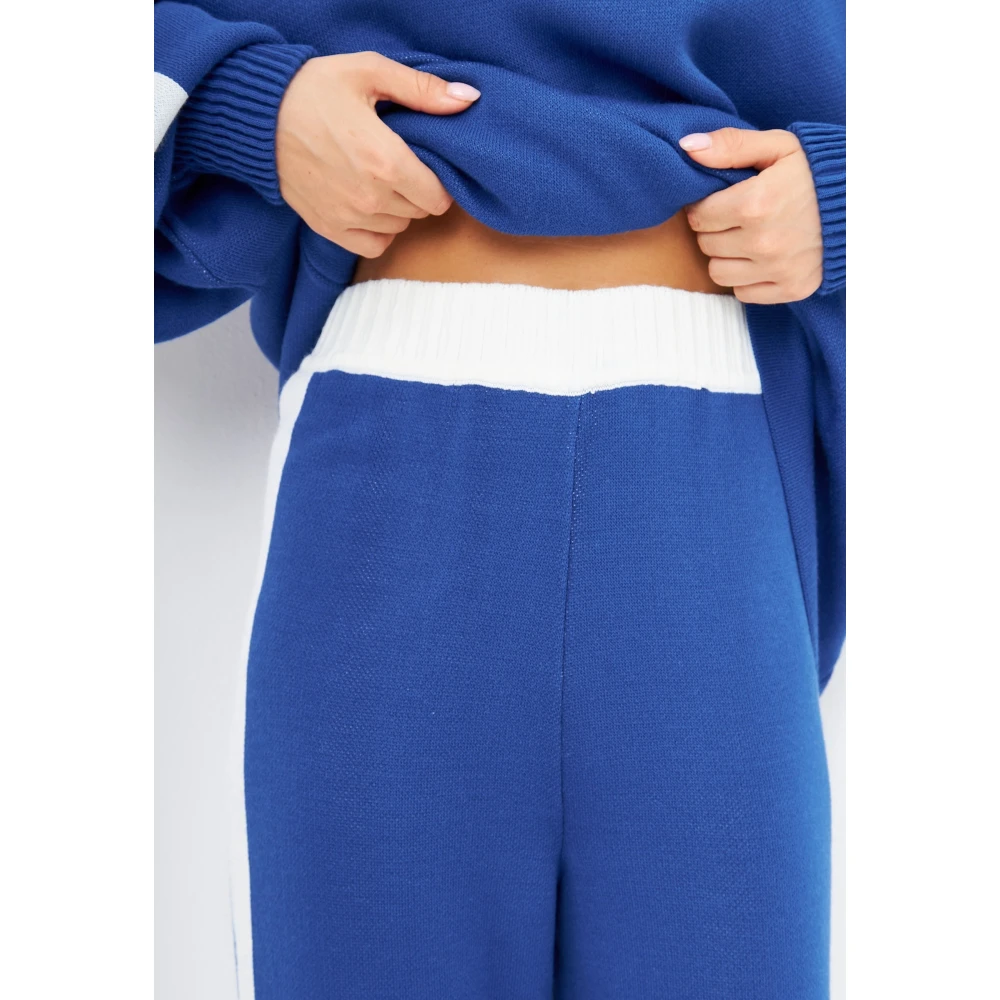 Cesare Gaspari CG Gebreide Jogger set Blauw Blue Dames