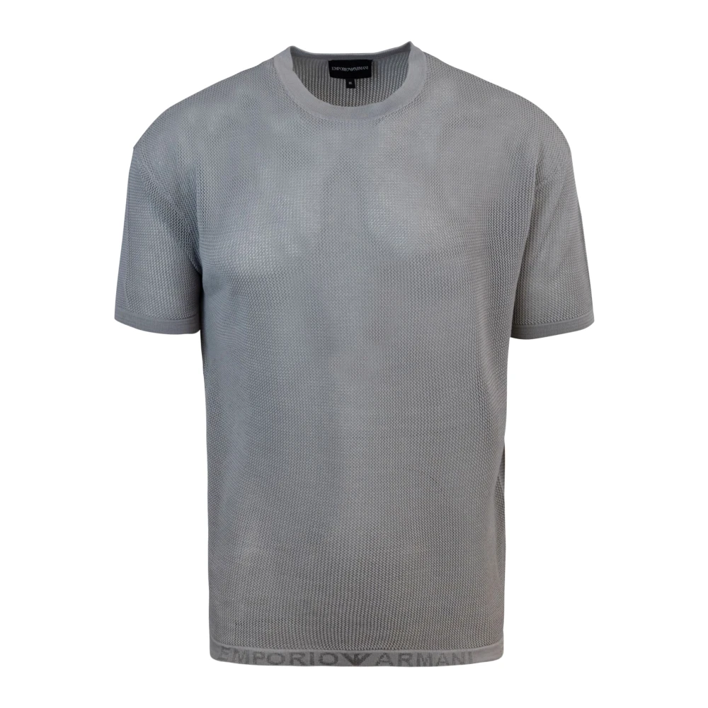Emporio Armani Grijze T-shirt met Jacquard Logo Gray Heren