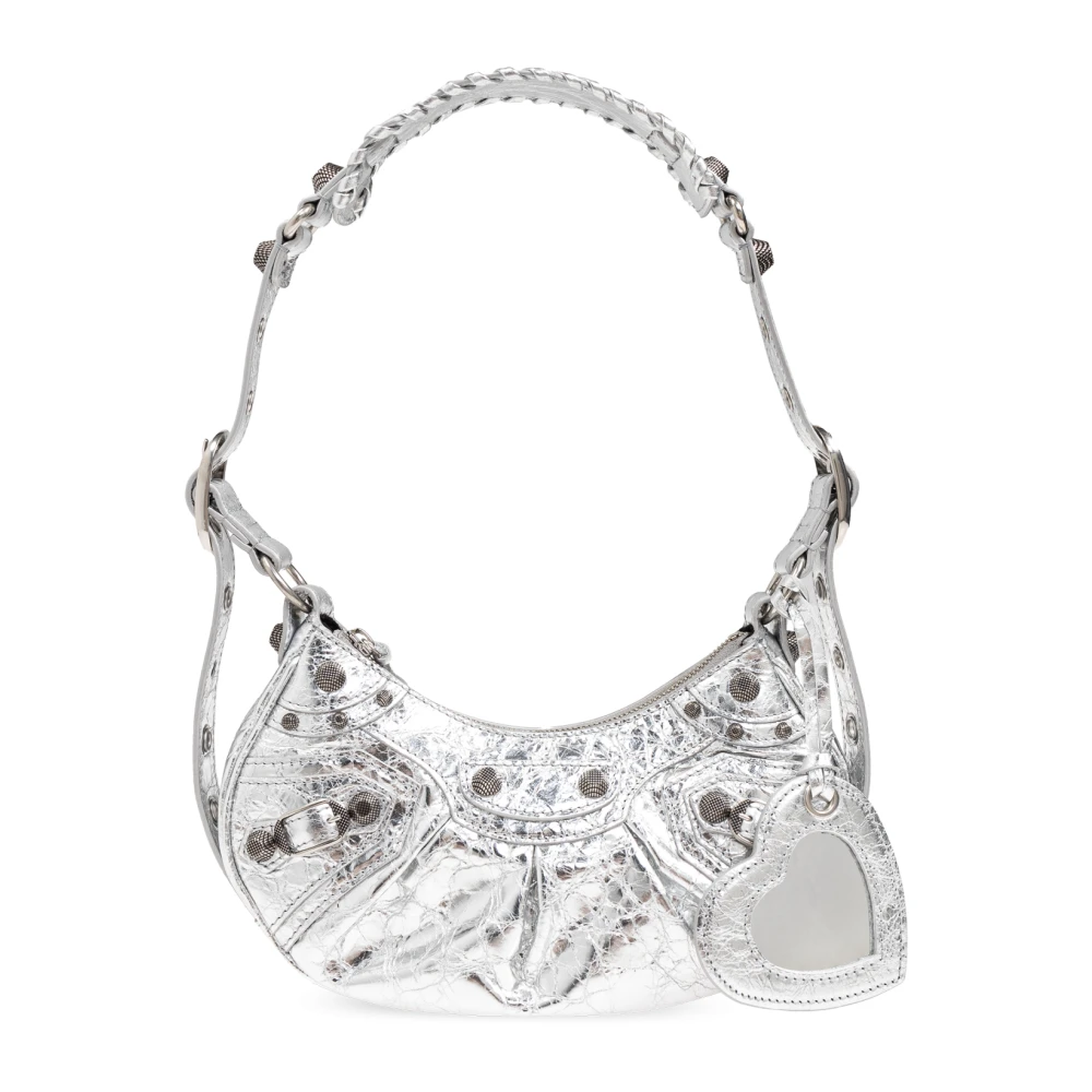 Balenciaga Metallic Stud Schoudertas Gray Dames