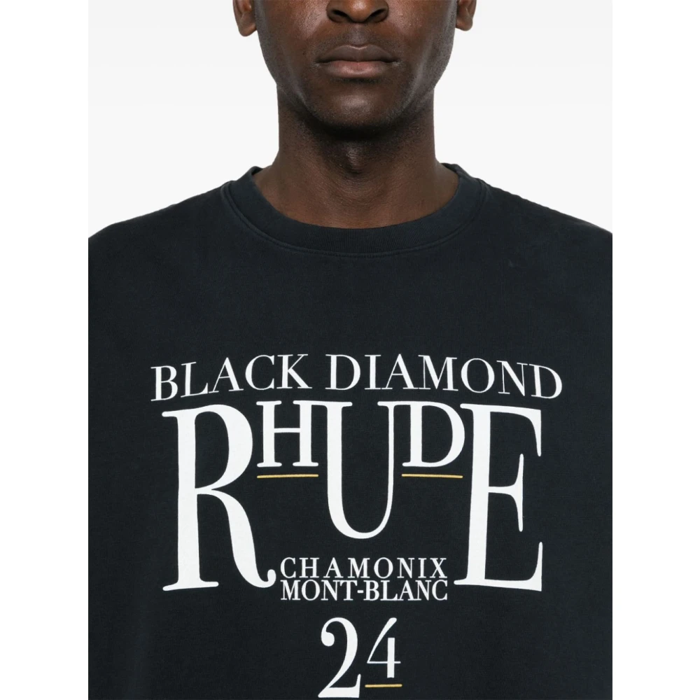 Rhude T-shirt met logo-opdruk en ronde hals Black Heren