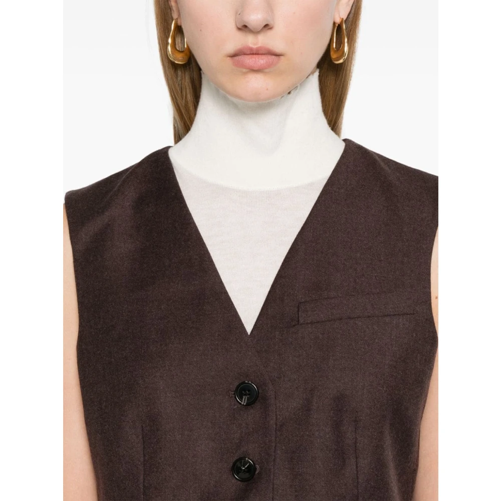 Theory Grijze Sweater Vest met V-hals Brown Dames