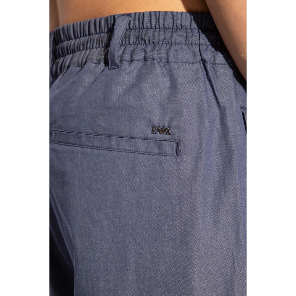 Emporio Armani Cotton shorts with logo Blue Heren