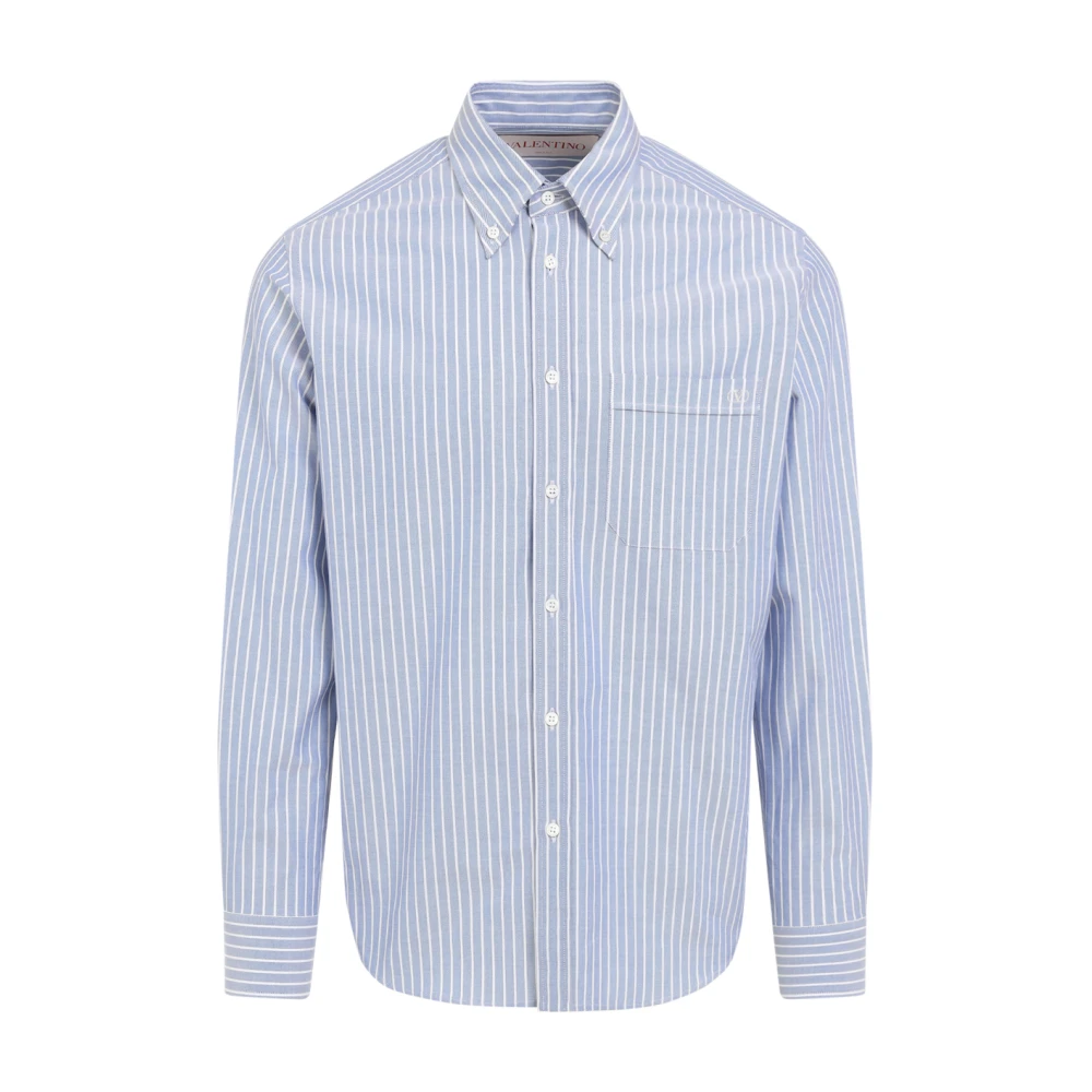 Valentino Blauw Katoenen Overhemd Elegantie Tijdloze Aantrekkingskracht Blue Heren