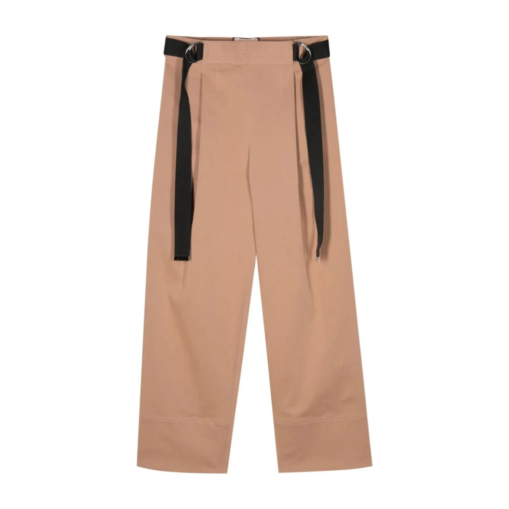 Plan C Straight Trousers Brown Dames
