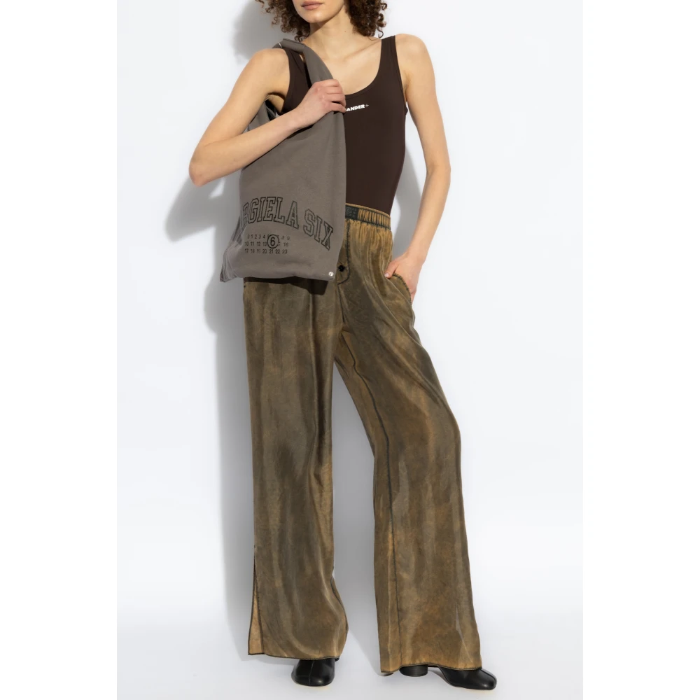 MM6 Maison Margiela Zijden wijde broek Beige Dames
