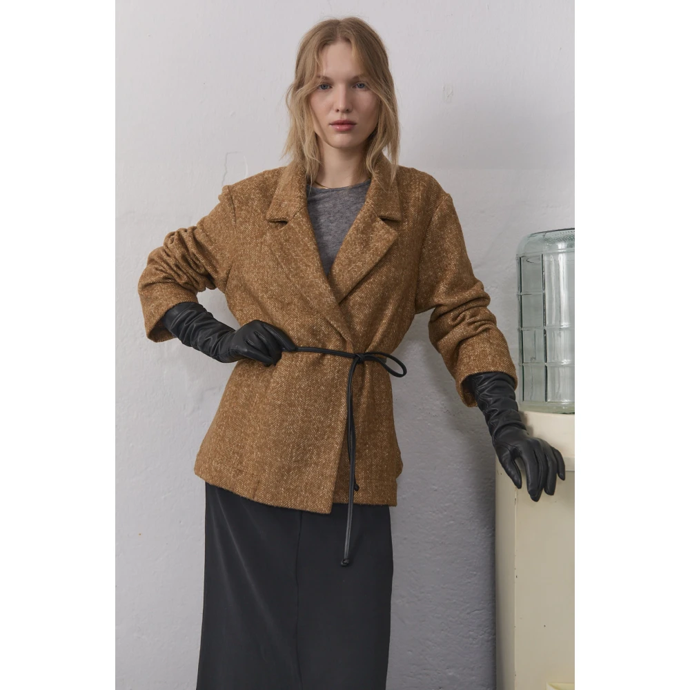 The New Society Oversized Double-Breasted Blazer Brown Dames