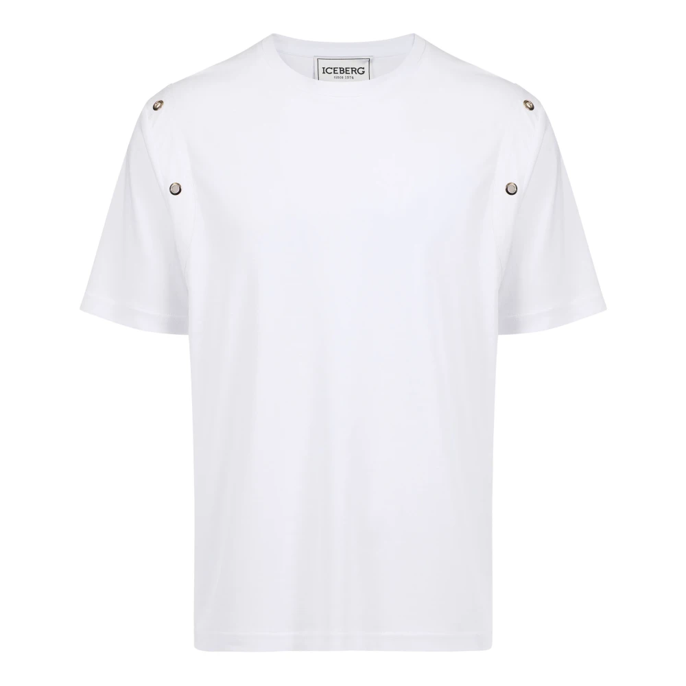 Iceberg Wit regular fit T-shirt van interlock stof White Heren