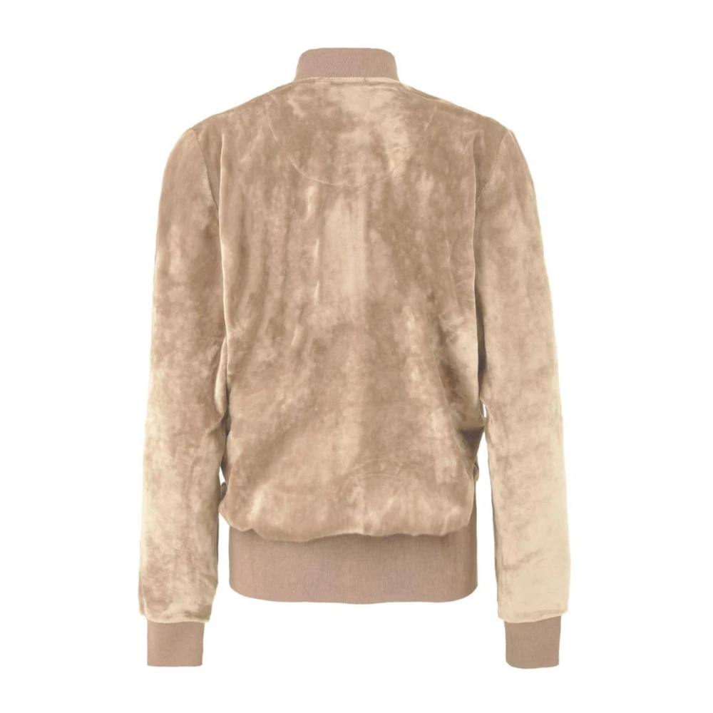 Hinnominate Velour Bomber Jacket Beige Polyester Jeans Beige Dames