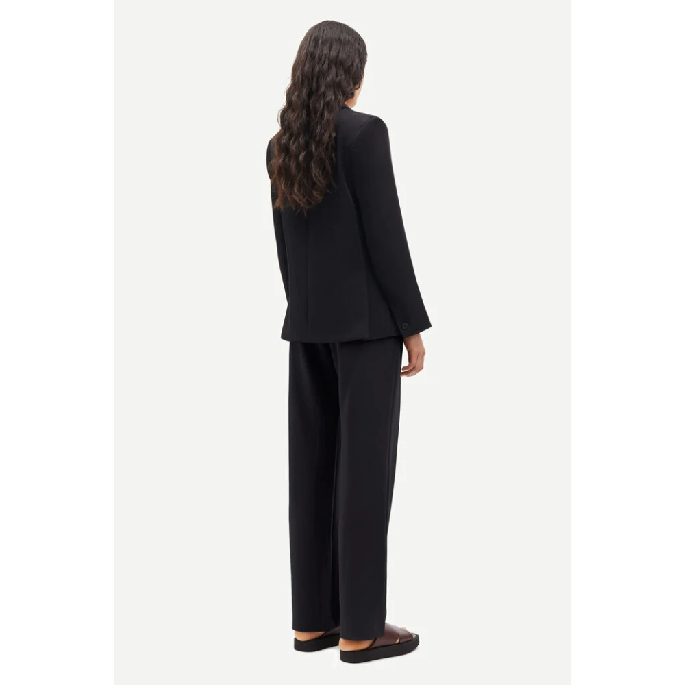 Samsøe Double Breasted Blazer met Reverskraag Black Dames