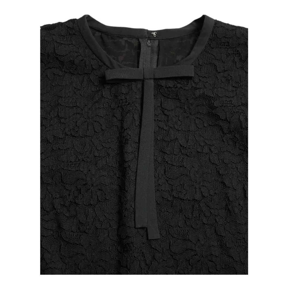 Dolce & Gabbana Zwart Bloemenkant Blouse Top Black Dames