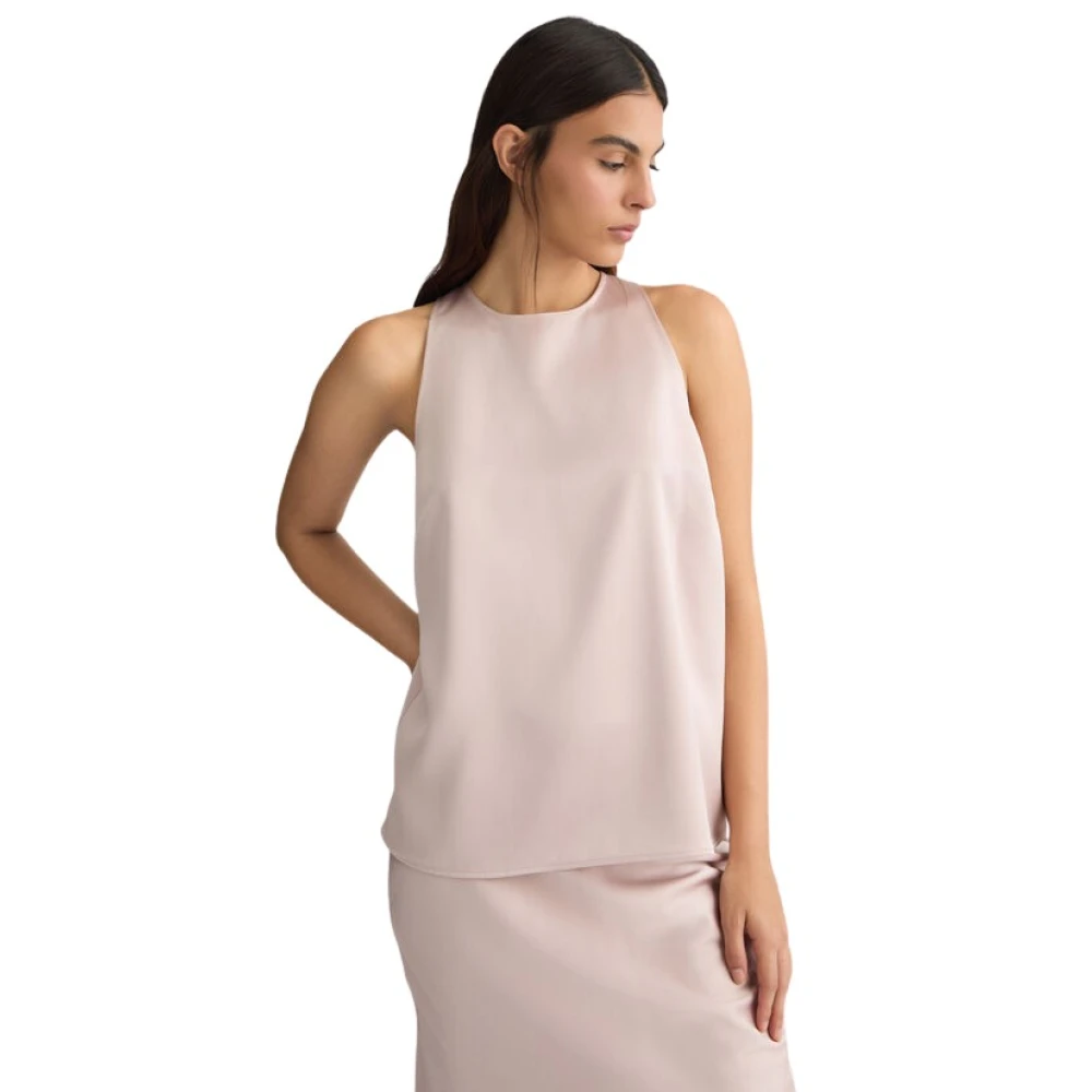 Liu Jo Elegante Roze Satijnen Top met Strik Pink Dames