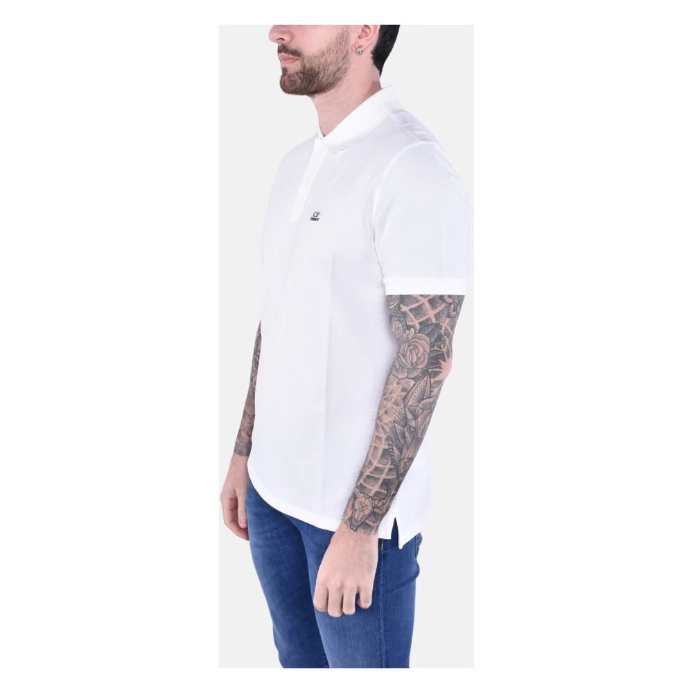 C.P. Company Stretch Piqué Korte Mouw Polo White Heren