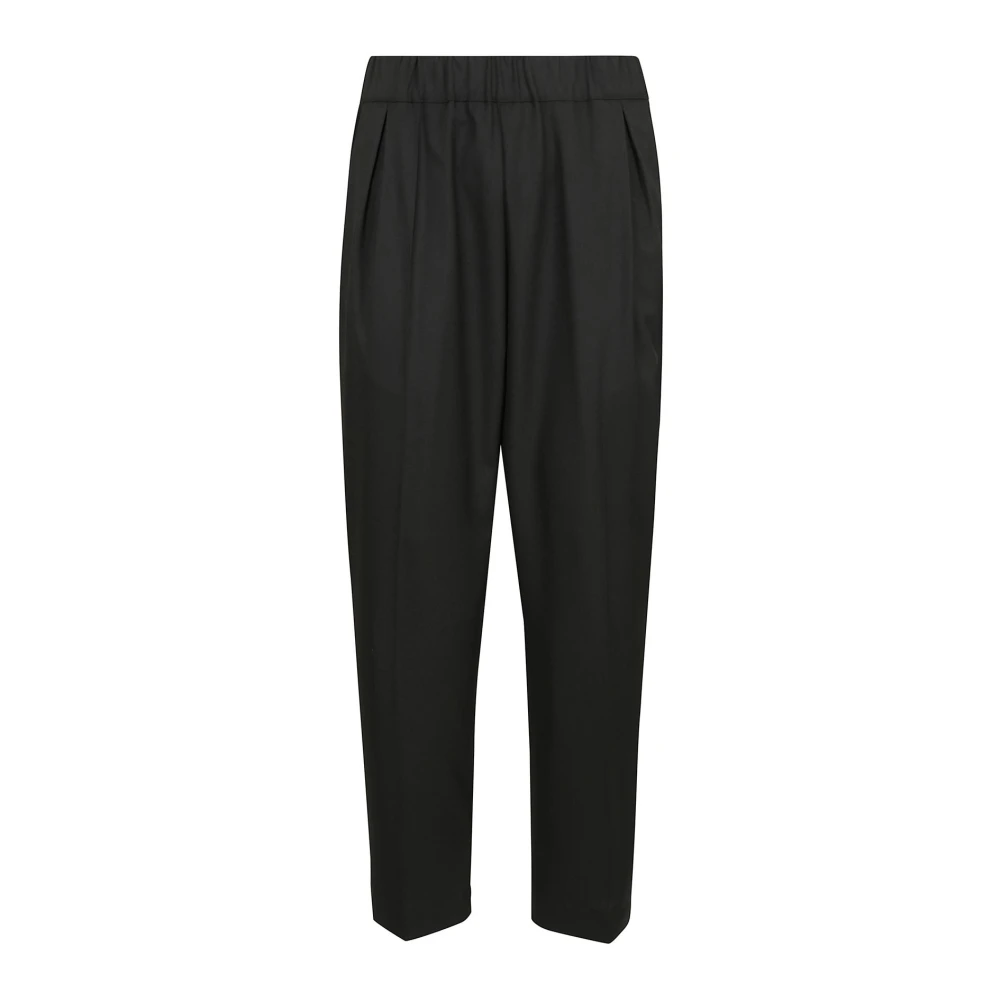 Laneus Wijde Pijp Wollen Broek Klassieke Snit Black Heren