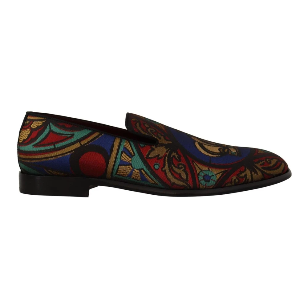 Dolce & Gabbana Multifärgad Jacquard Crown Loafers Skor Multicolor, Herr