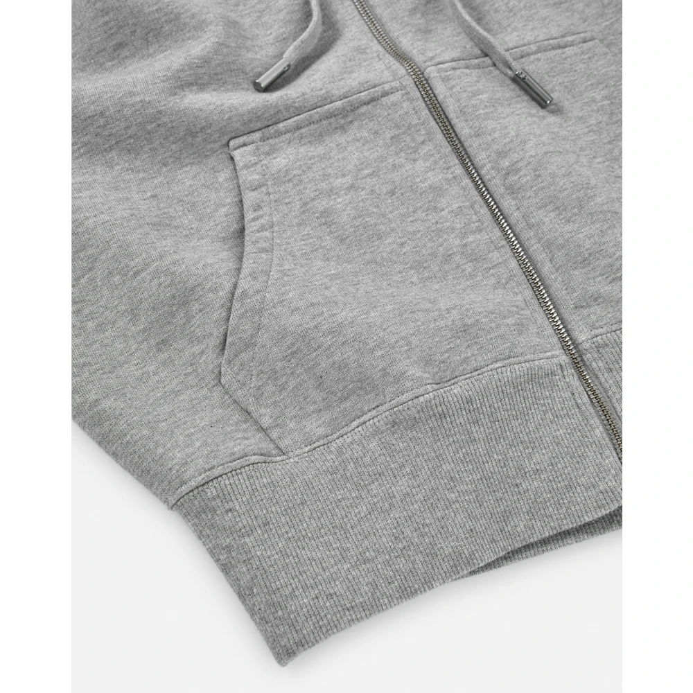 Ami Paris Grijze Zip Sweater met Geborduurd Logo Gray Heren