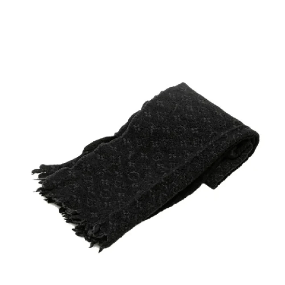 Louis Vuitton Vintage Pre-owned Wool scarves Black Dames