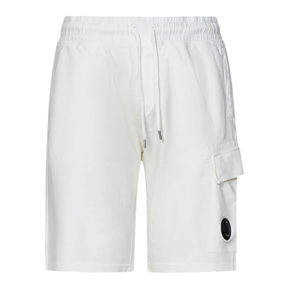 C.P. Company Licht Fleece Bermuda Shorts in Wit White Heren