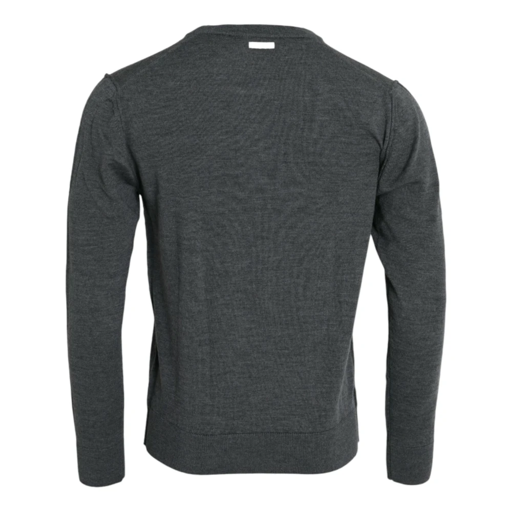 Dolce & Gabbana Donkergrijze Wollen Ronde Hals Trui Gray Heren